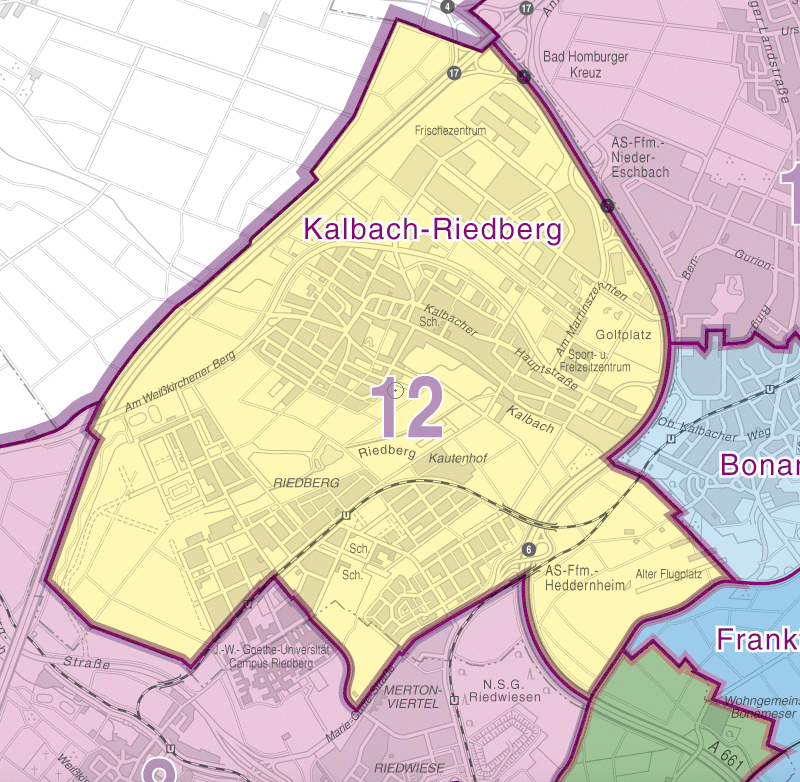 Karte des Ortsbezirk 12, Kalbach-Riedberg