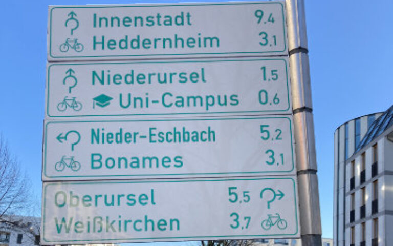 Rad-Wegweiser in die anderen Stadtteile